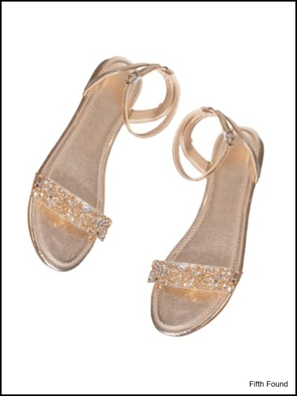 Metallic Sparkly Flat Sandals with Ankle Strap Open Toe Dressy Summer Wedding